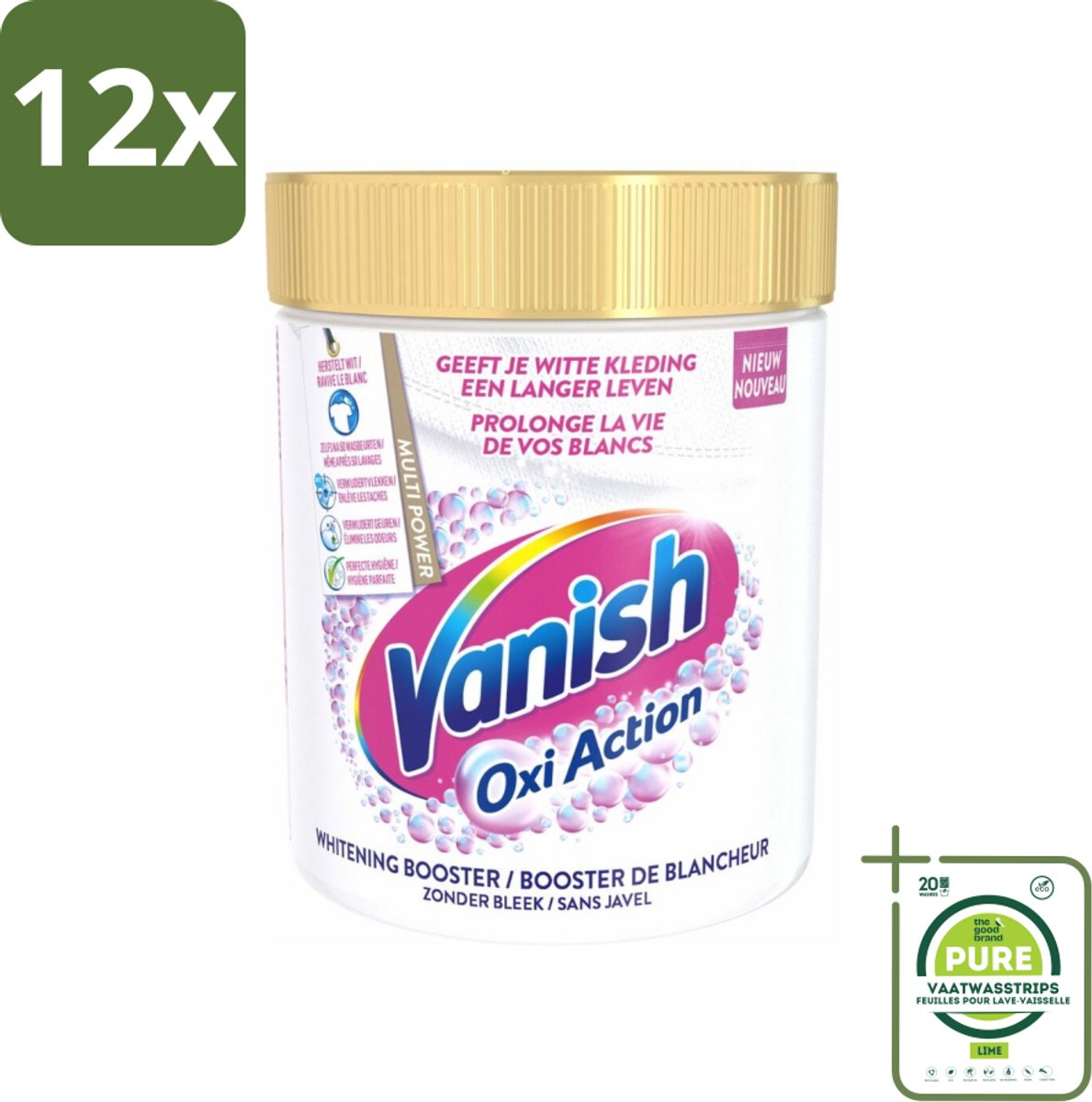 Vanish Oxi Action - Vlekkenverwijderaar Poeder - Zonder Bleek - Witte Was - 550 Gram - Voordeelverpakking - 12 stuks - Vlekkenverwijderaar - Witwas