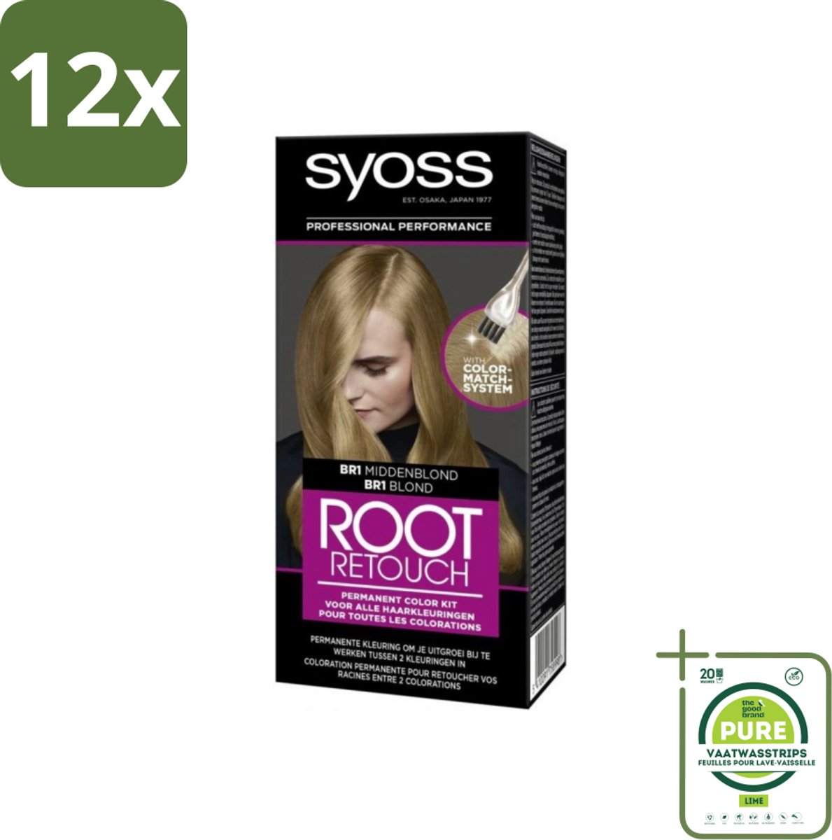 Syoss - Haarverf - Root Touch-up - BR1 Middenblond - 1 Haarkleuring - Voordeelverpakking - 12 stuks - Haarverf - Uitgroei
