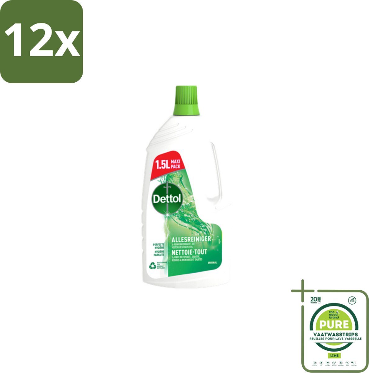 Dettol Original - Allesreiniger - Perfecte Hygiëne - 1.5L - Voordeelverpakking - 12 stuks - Allesreiniger - Schoonmaakmiddel