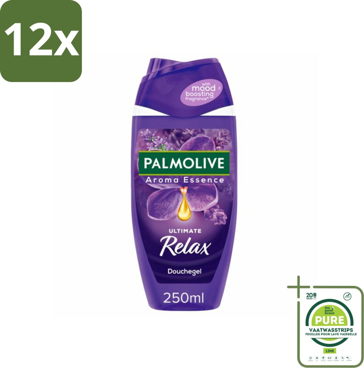 Palmolive - Arroma Essence - Douchegel - Lavendel & Ylang Ylang - Ultimate Relax - 250 ml - Voordeelverpakking - 12 stuks - Douchegel - Lavendel