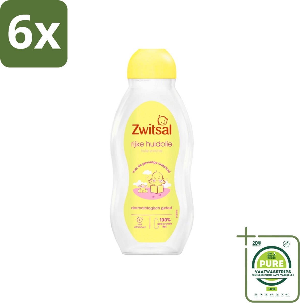 Zwitsal - Babyverzorging - Rijke Huidolie Avocado - Voor de Gevoelige Babyhuid - 200 ml - Voordeelverpakking - 6 stuks - Babyhuidverzorging - Avocado olie