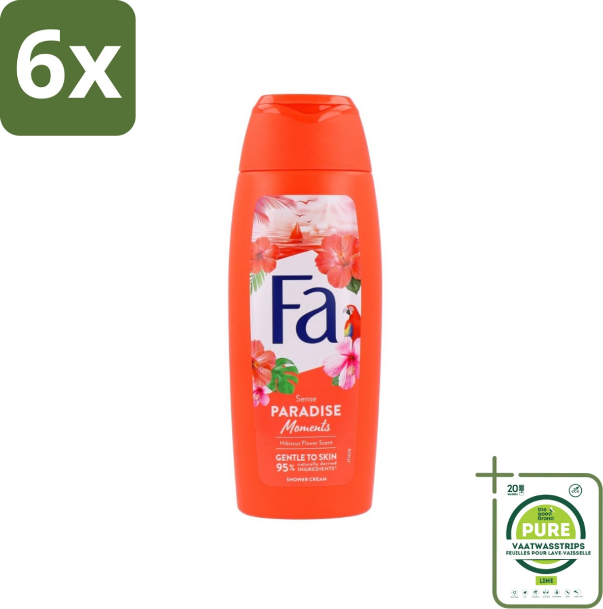 Fa - Paradise Moments - Douchecrème - Hibiscusbloem - 250 ml - Voordeelverpakking - 6 stuks - Douchecrème - Hibiscus