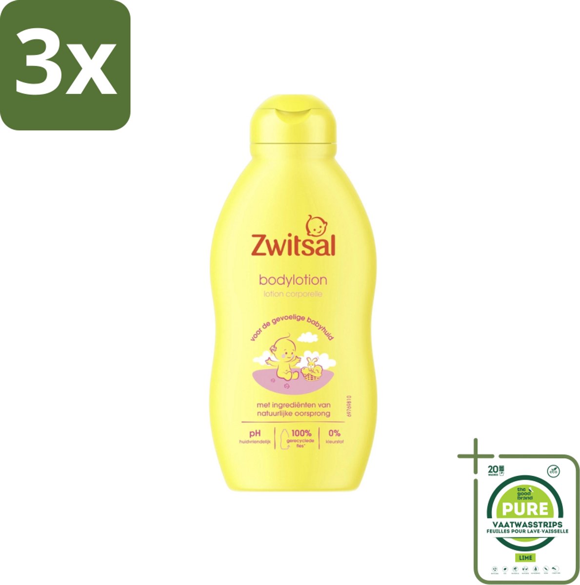 3 x Zwitsal - Babyverzorging - Bodylotion - Voor de Gevoelige Babyhuid - 200 ml - Grootverpakking - Babylotion - Babyhuid - Gevoelige Huid - Zwitsal - Hydraterende Lotion