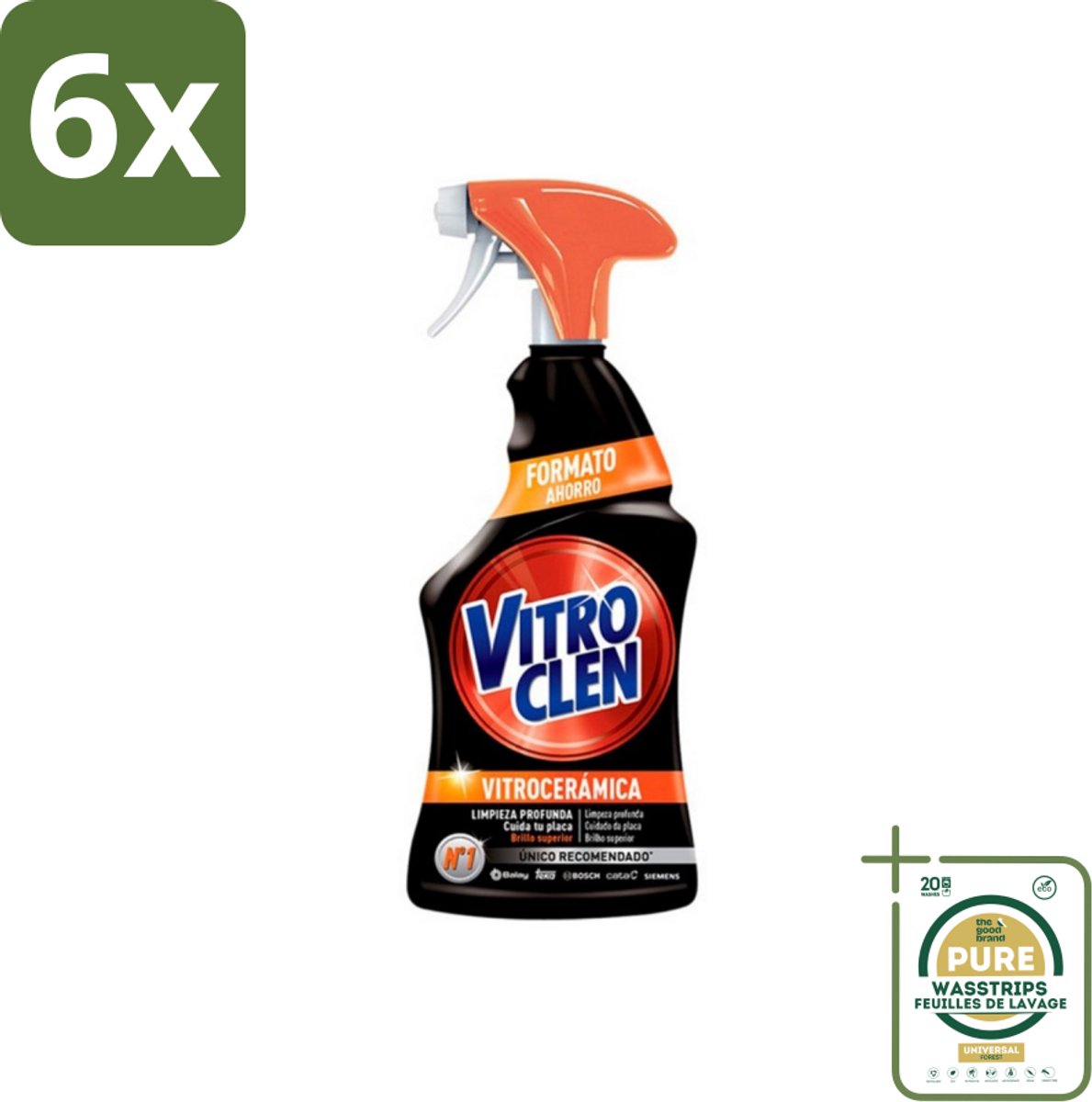 Vitroclen - Keramische Kookplaatreiniger - Spray - 450 ml - Voordeelverpakking - 6 stuks - Vitrokeramische reiniger - Inductie kookplaat schoonmaken