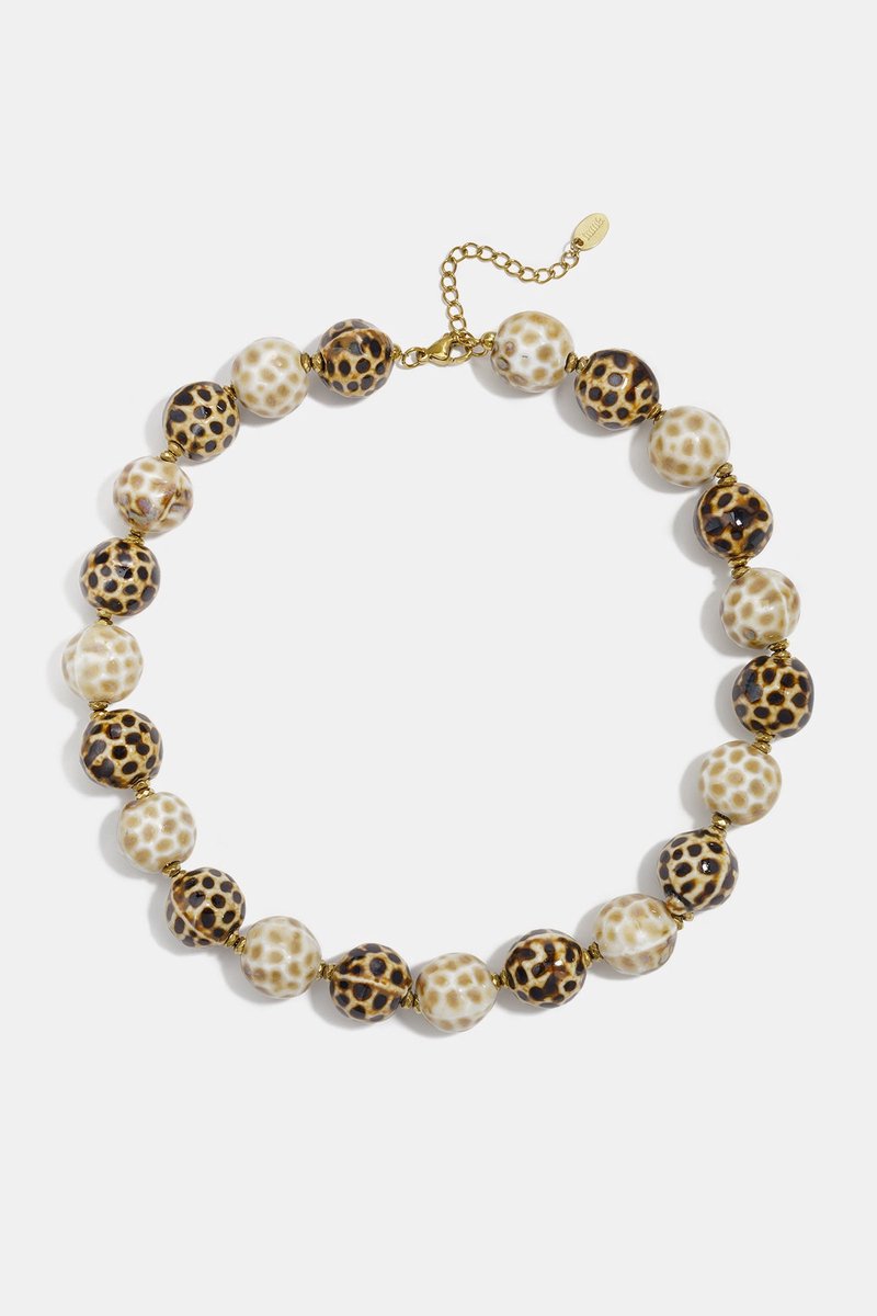 Lumé - Kralen Ketting - Bruin - Keramiek & Stainless Steel - - Bruin