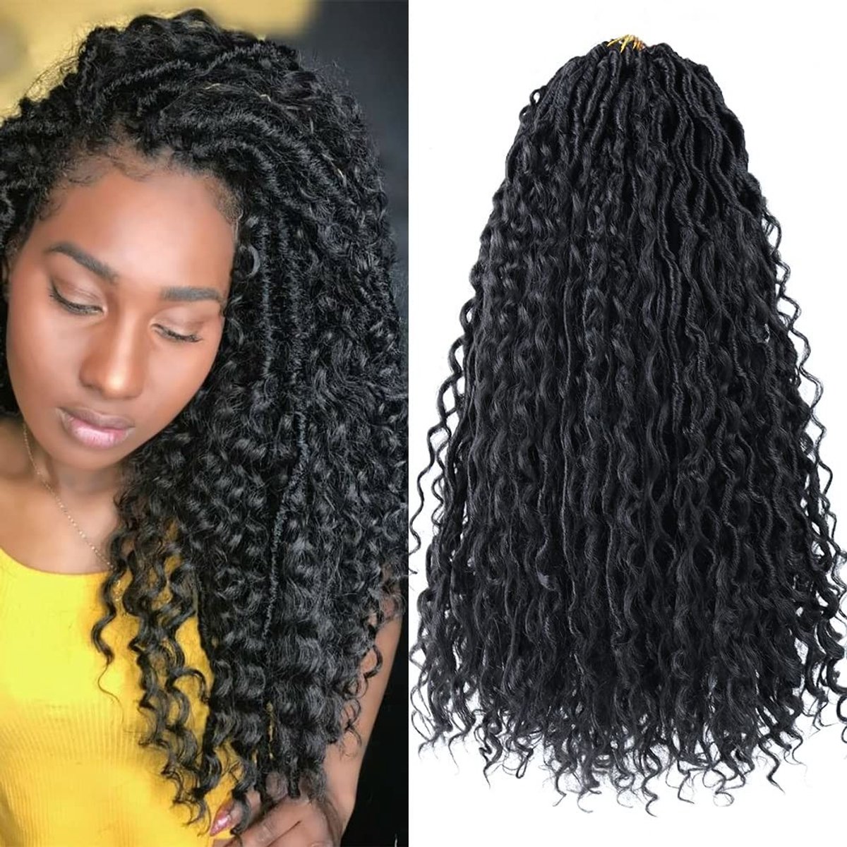 Elzusha - 14 Inch Goddess Faux Locs Haar Extensions 6 Packs