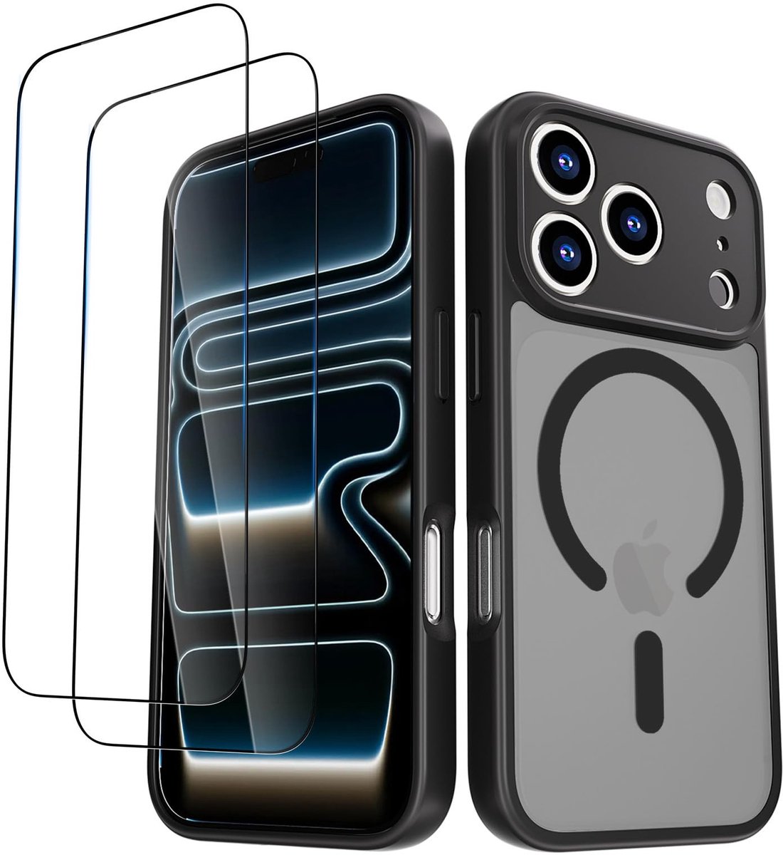 Elzusha - Case en Screen Protector Set voor iPhone 17 Pro Max - Zwart
