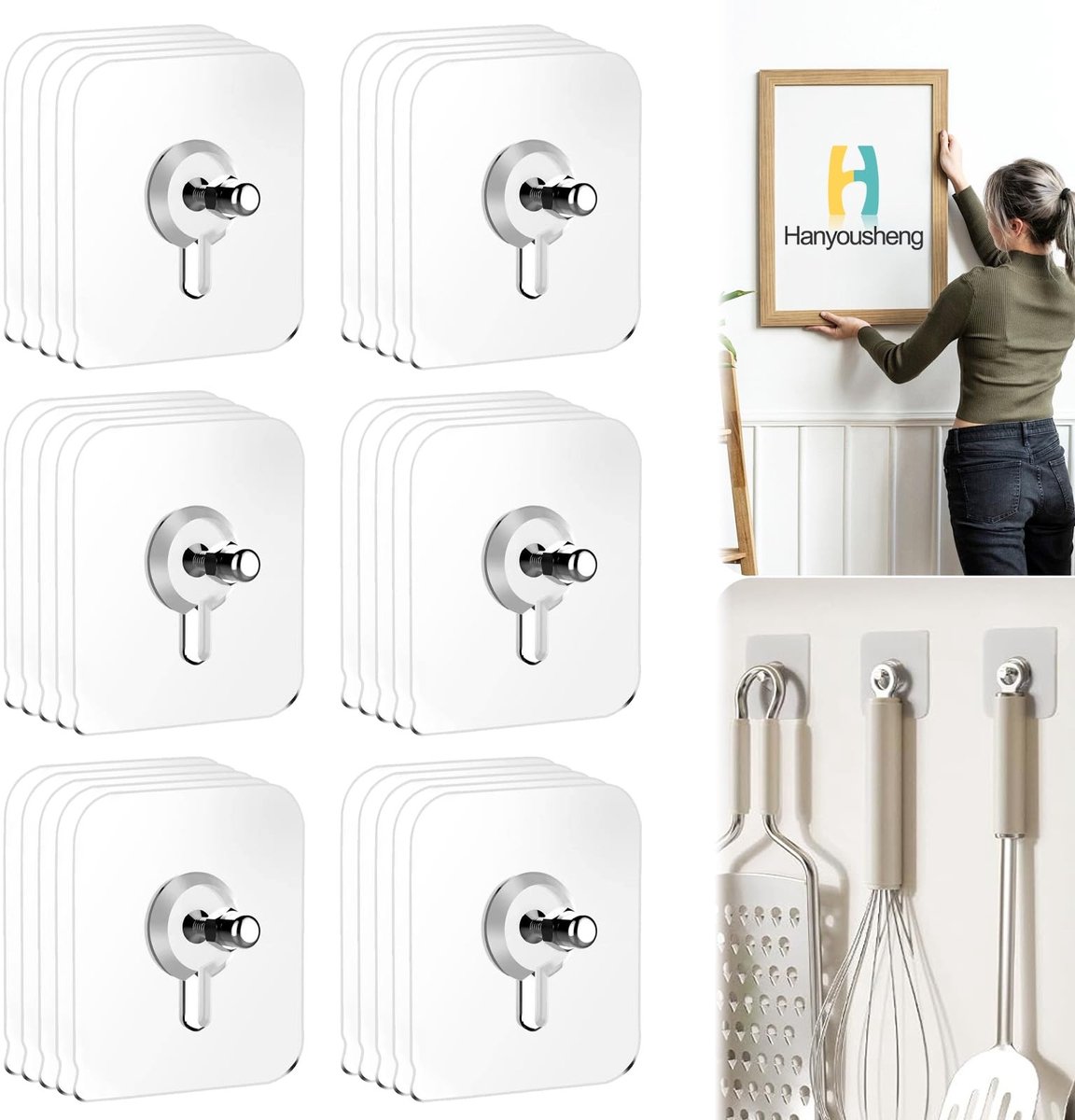 Elzusha - Set van 30 Transparante Zelfklevende Haken voor Decoratie