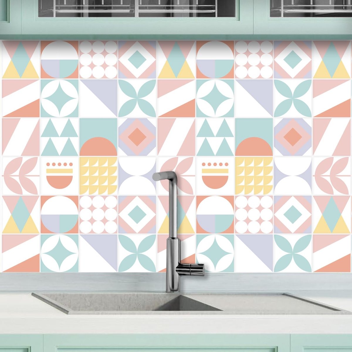 Elzusha - Tegelstickers Set - 32 stuks voor badkamer en keuken - 10 x 10 cm