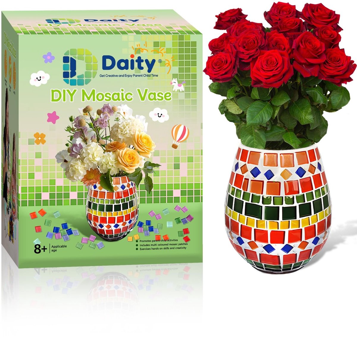 Elzusha - Glazen Mozaïek Vazen Set voor Creatief DIY Werk (Oranje)