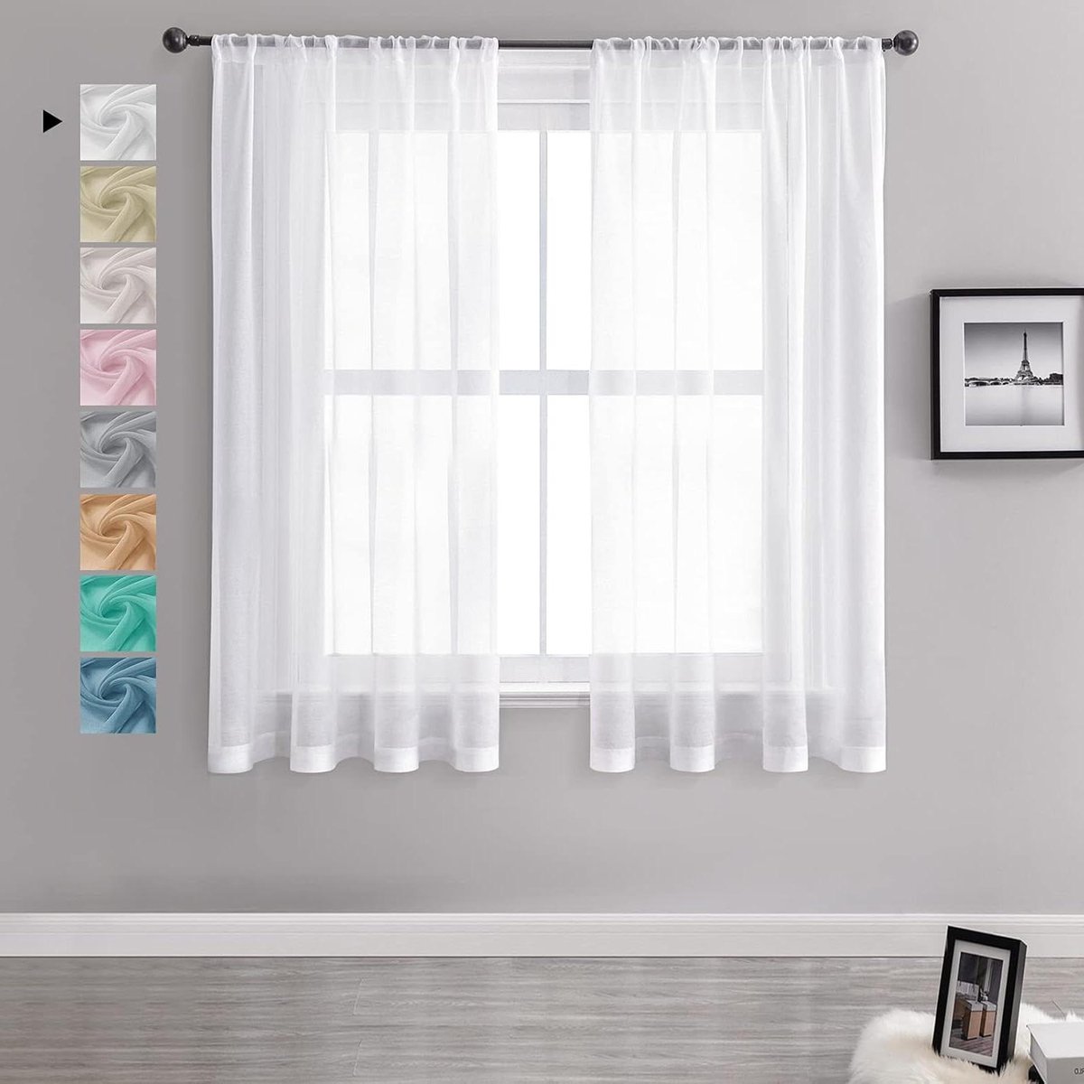 Voile Gordijnen - Vitrage Panelen - Woonkamer Decoratie - Linnenlook Structuur - Set van 2 - Wit