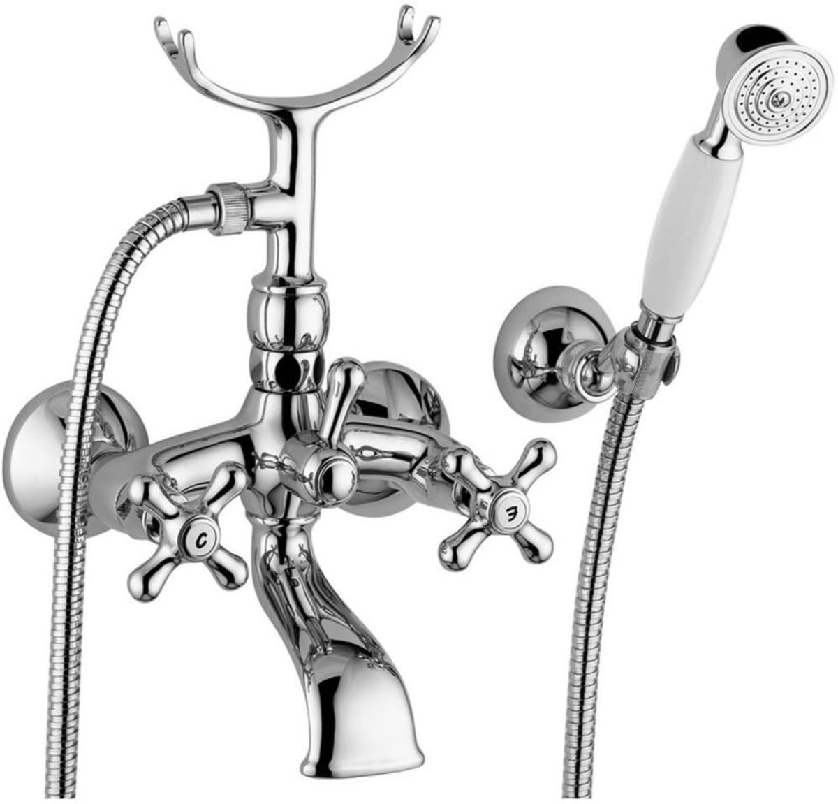 Elzusha - Vintage Style Kraan met Handdouche - Retro Mixer met Antieke Handgreep