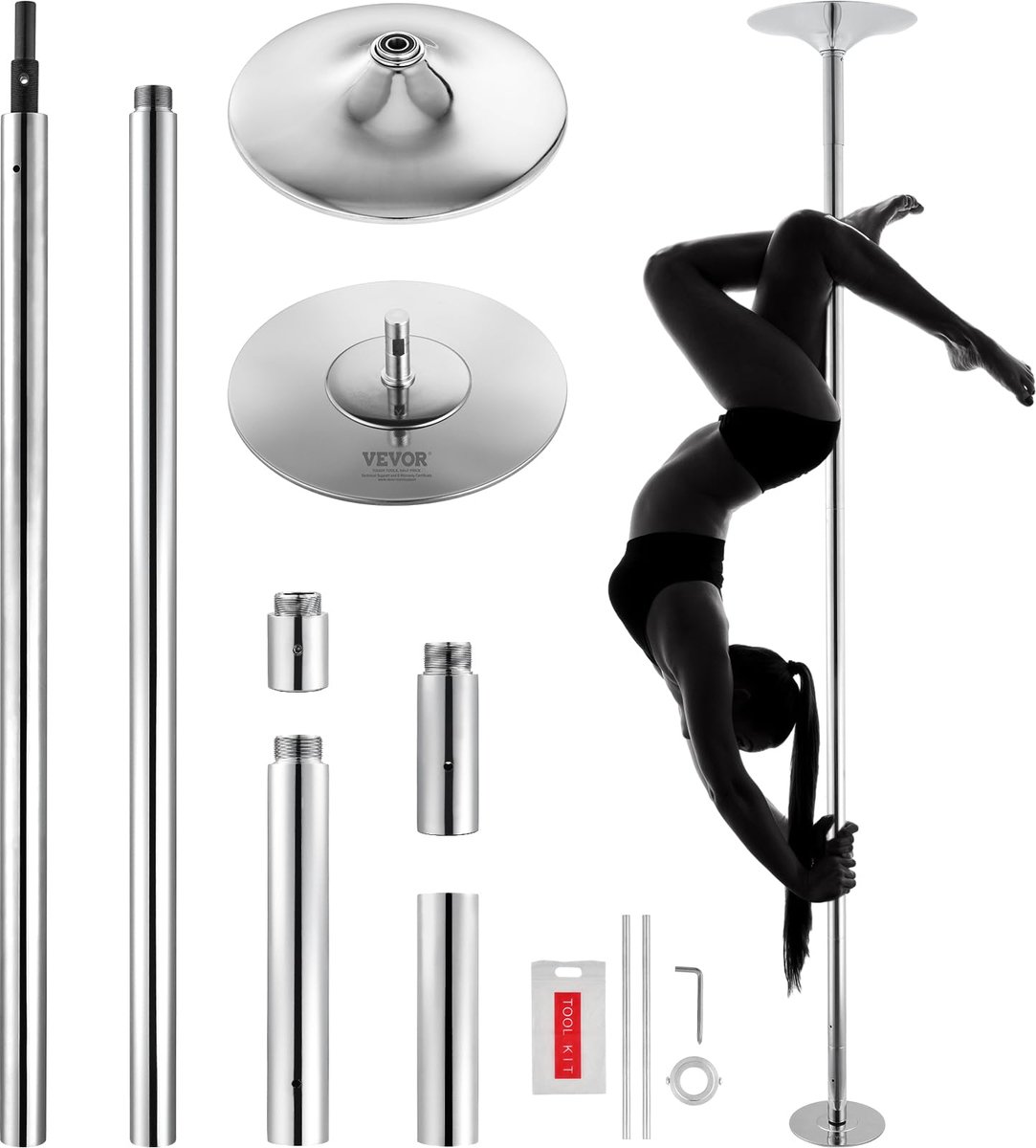 VEVOR Professionele danspaal, draaiende statische danspaal kit, draagbare verwijderbare paal, 45 mm zware - ShopVlot