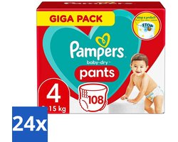 24 x Pampers - Baby-Dry Pants - Luierbroekjes - Maat 4 (9-15 kg) - Comfort Fit - 108 Luiers - Pampers Luierbroekjes - Baby Luier - Luier Maat 4 - Luierbroekjes 9-15 Kg - Luierbroekjes Comfort Fit
