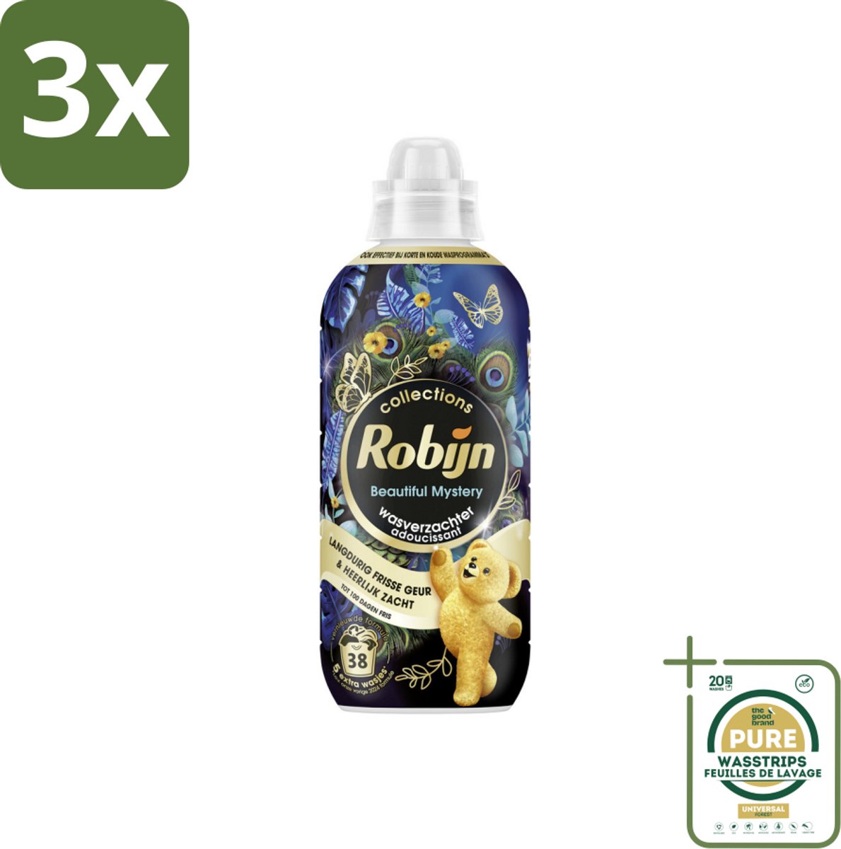 3 x Robijn – Wasverzachter – Beautiful Mystery – 765 ml - Grootverpakking - Koffiezetapparaat