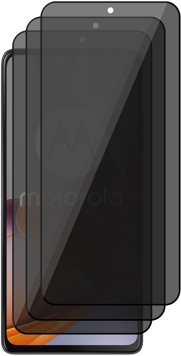 Privacy Screenprotector geschikt voor Motorola Moto G75 – 3 Stuks – Full Cover Gehard Glas – Anti Inkijk – Privacy Filter
