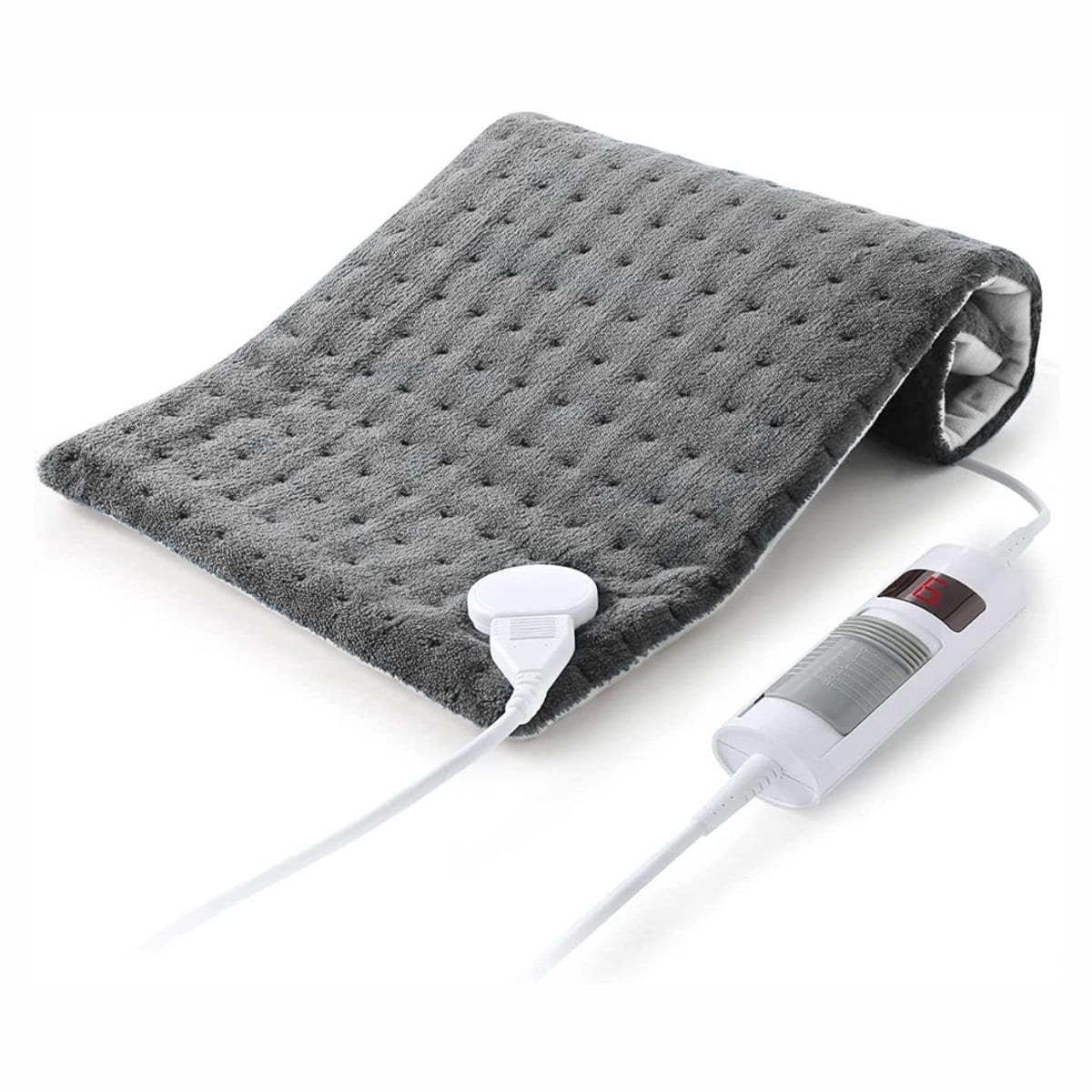 Klarven® Warmtekussen Elektrisch Grijs - Snelle opwarming - 6 temperatuurniveaus - Gelijkmatige warmte - B 16 x D 32 x H 9 cm