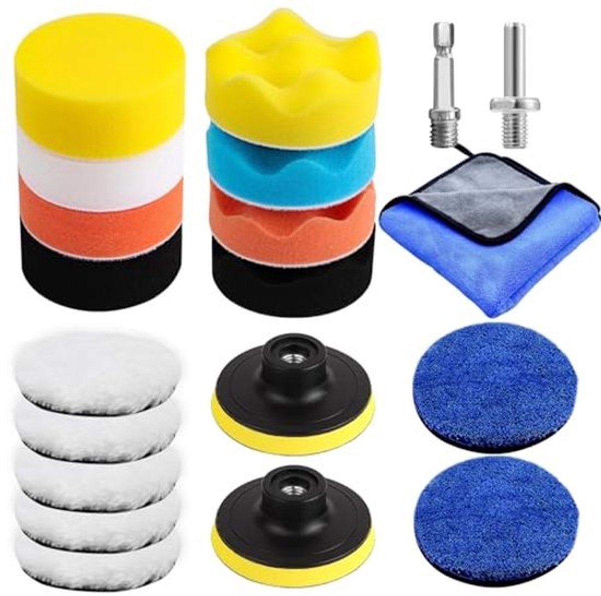 Polijstset 80 mm - 20 Stuks voor Auto en Meer - Compleet met Polijstsponzen en Pads