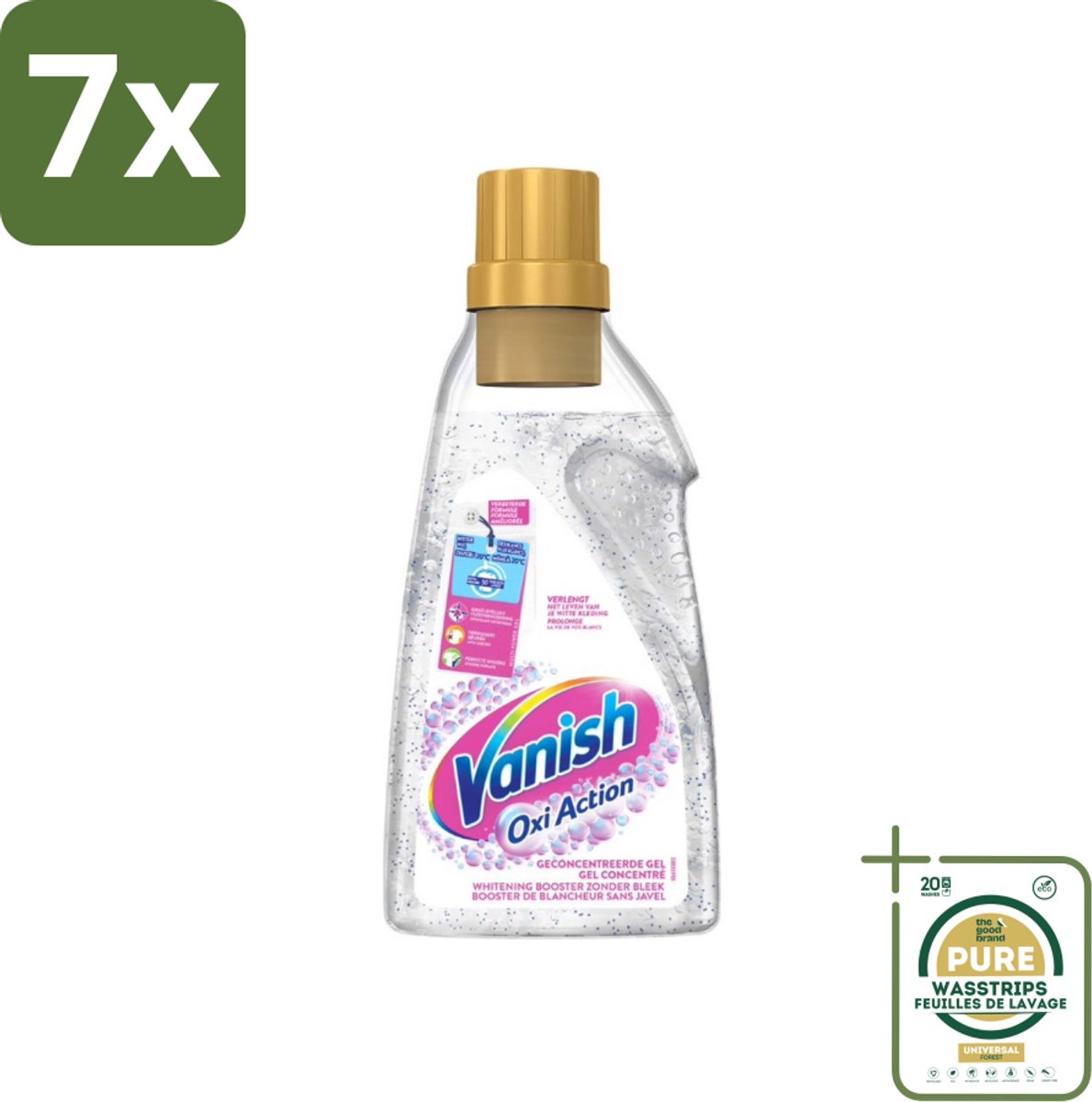 7 x Vanish Oxi Action - Vlekkenverwijderaar Gel - Witte Was - 1.5 L - Grootverpakking - Wit Was - Vlekverwijderaar - Bleekvrije Was - Witheid Herstellen - Geur Neutraliseren