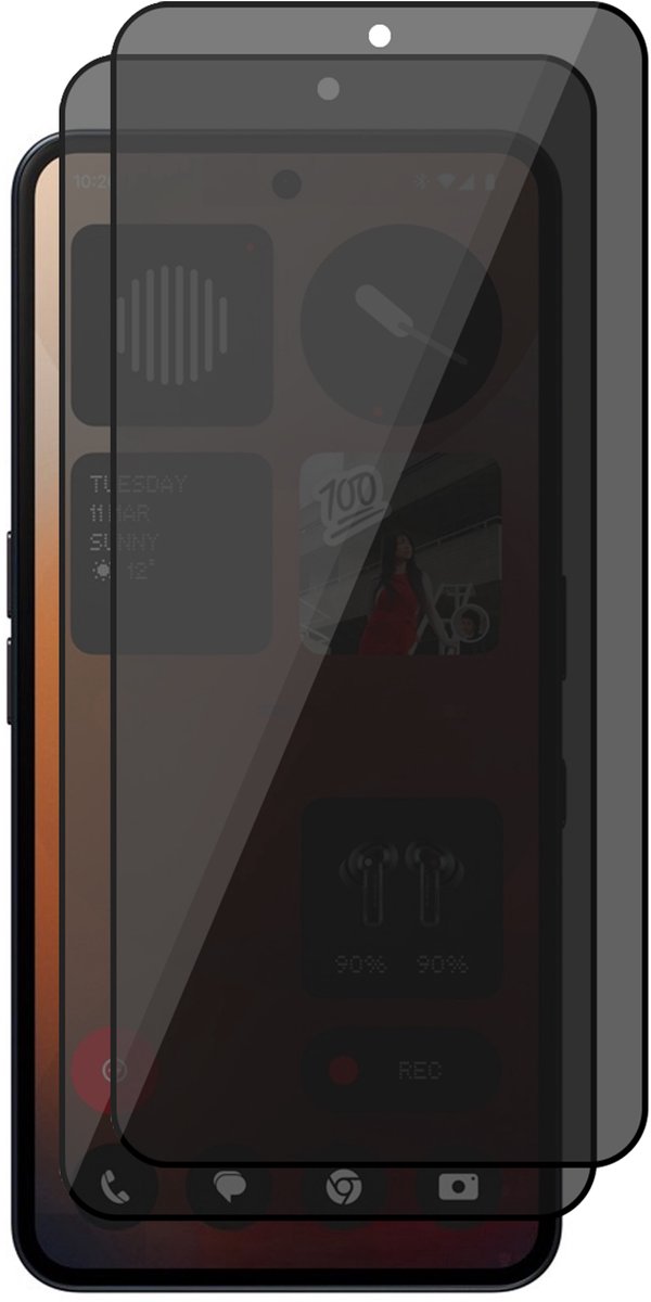 Privacy Screenprotector geschikt voor Nothing Phone 3a – 2 Stuks – Full Cover Gehard Glas – Anti Inkijk – Privacy Filter