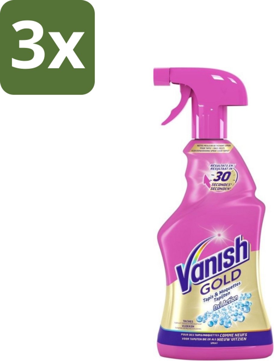 3 x Vanish Oxi Action Gold - Vlekkenverwijderaar Spray - Tapijtreiniger - 500 ml - Tapijt Reinigen - Vlekken Verwijderen - Tapijt Vlekverwijderaar - Tapijt Reiniger - Vlekken Verwijderen Spray