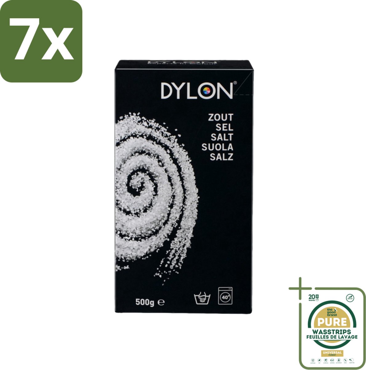 7 x Dylon - Zout - Voor Handwas Textielverf - Optimale Kleurresultaten - 500g - Grootverpakking - Textielverf - Handwas - Zout - Kleurverf - Kleurresultaat