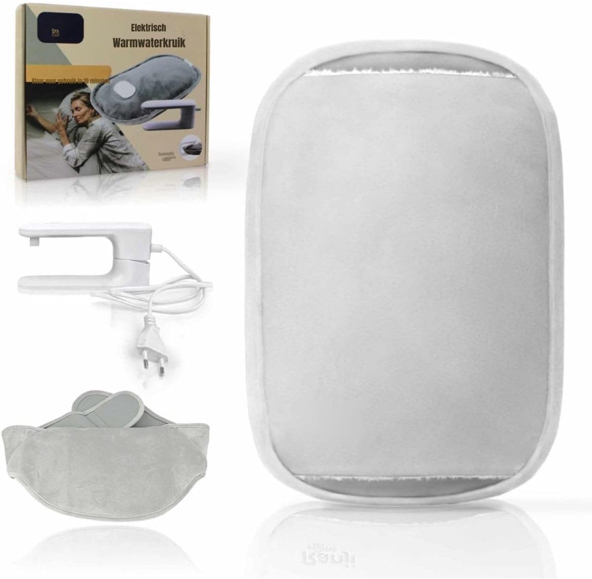 Klarven® Elektrische kruik Grijs - Oververhittingsbeveiliging - Zacht oppervlak, Warmte voor spieren - B 24 x H 29 x D 7 cm