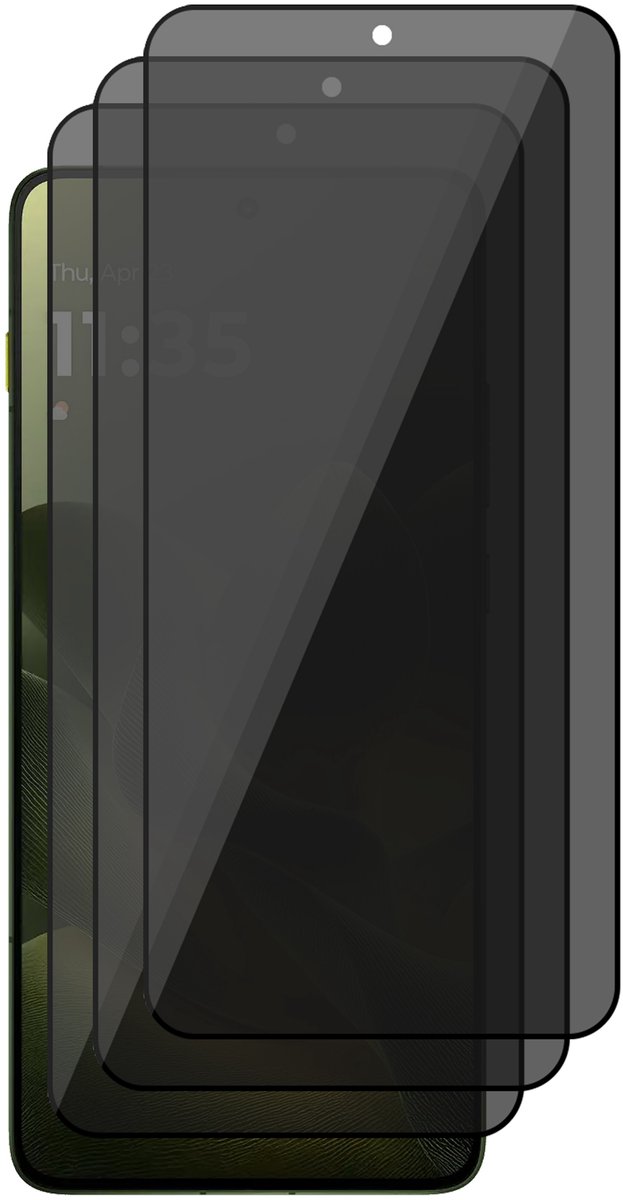 Privacy Screenprotector geschikt voor Motorola Moto Edge 70 – 3 Stuks – Full Cover Gehard Glas – Anti Inkijk – Privacy Filter