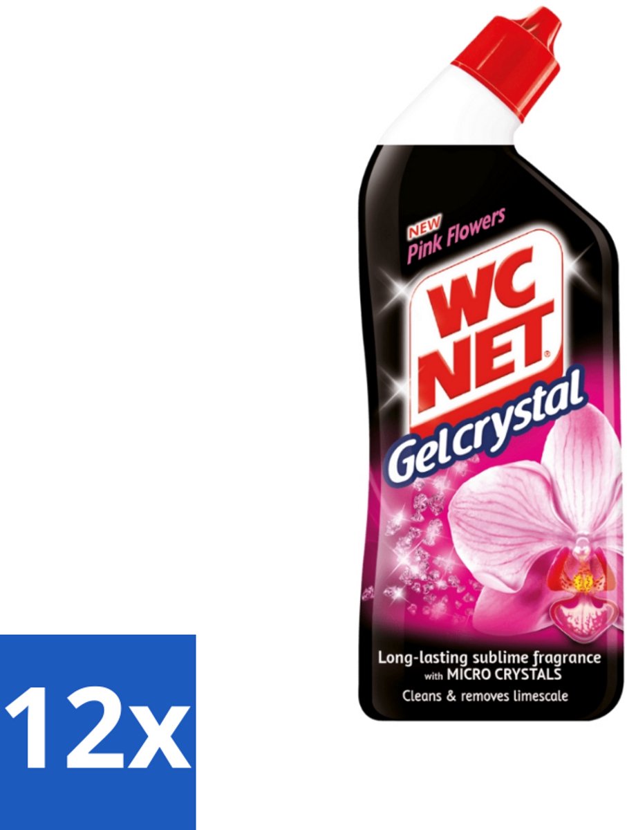 12 x WC Net - Toilet Reiniger - Gel - Frisse Bloemen - 750 ml - Toilet Reiniger - Toiletgel - Wc Reiniger - Badkamervriendelijk - Geur