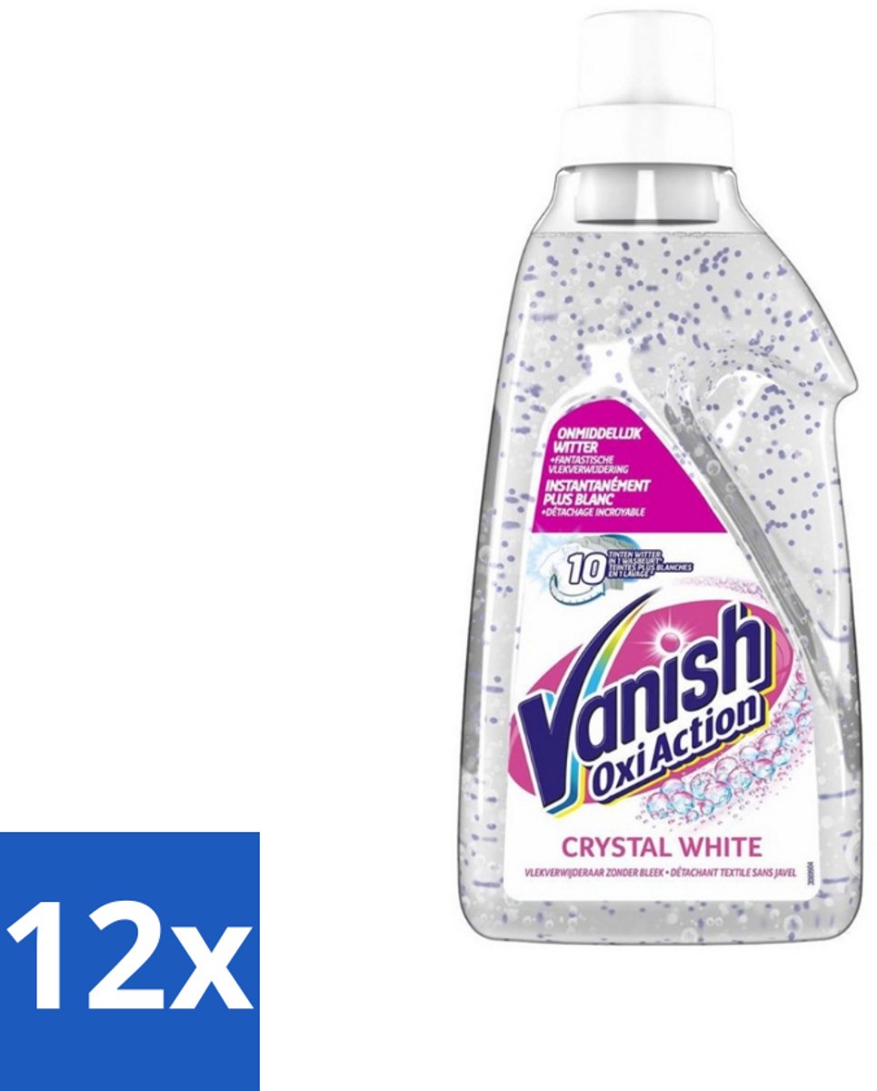 12 x Vanish Oxi Action - Kristalwit - Vlekkenverwijderaar Gel - Zonder Bleek - Witte Was - 15 Wasbeurten - Vlekkenverwijderaar - Witte Was - Wasmiddel - Vlekken Verwijderen - Wit Maken
