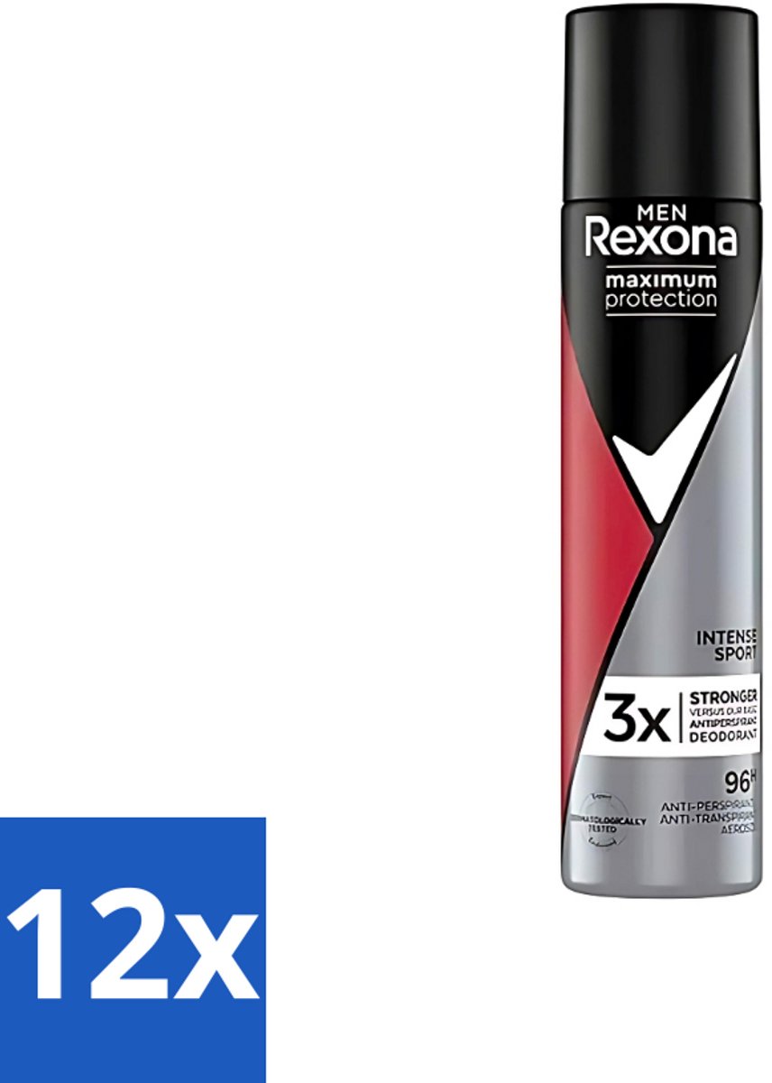 12 x Rexona Men - Deodorant Spray - Maximum Protection - Intense Sport - Anti-Transpirant & Perspirant - 150ml - Rexona Man - Deodorant - Anti-transpirant - Intensieve Sport - 72 Uur Bescherming