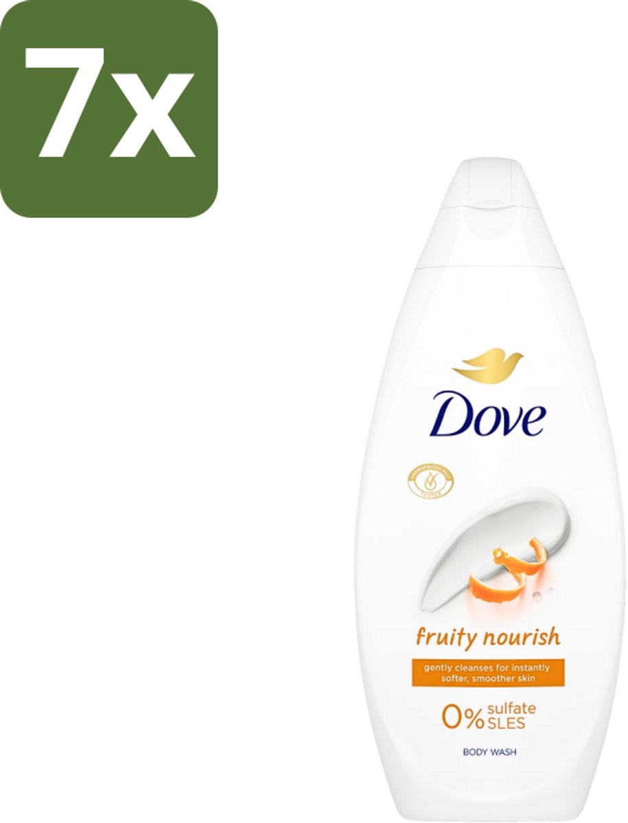 7 x Dove Fruity Nourish - Douchegel - Sulfaatvrij - 250 ml - Douchegel - Voedende Douchegel - Sulfaatvrije Douchegel - Fruitige Douchegel - Huidverzorging