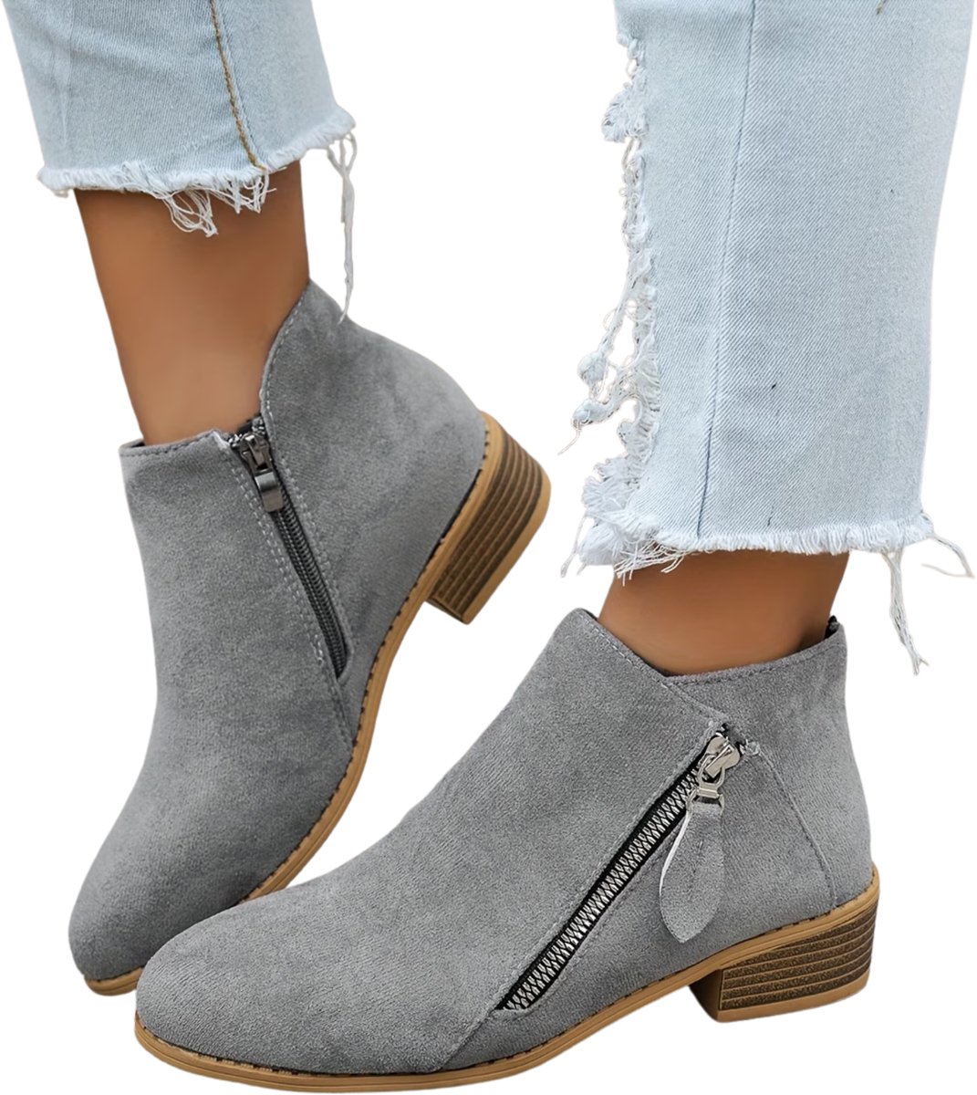 Currero Dames Cowboy Laarzen Hoge Hak Enkellaarzen Kniehoge Western Boots Chelsea 36 Grijs