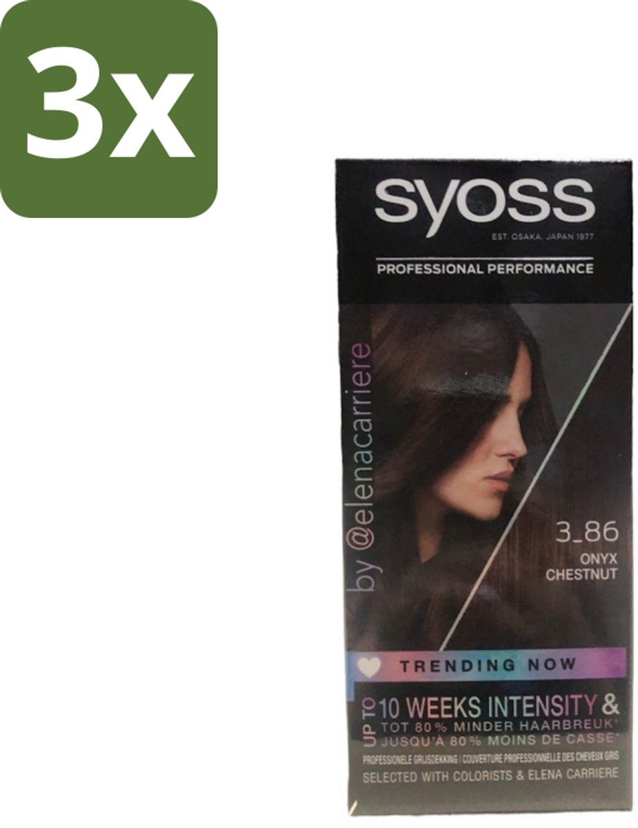 3 x Syoss - Haarverf - 3-8 Donker Goudbruin - 1 Haarkleuring - Haarverf - Goudbruin - Donker Goudbruin - Permanente Haarverf - Salonkleur