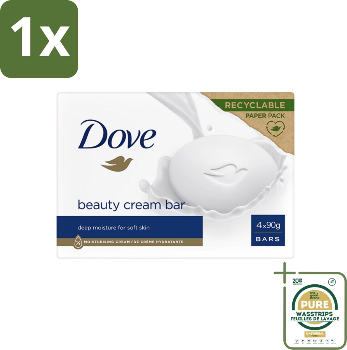 1 x Dove Original - Zeep - Beauty Cream Bar - 360 g- Zachte Reiniging - Gezichtszeep - Huidverzorging - Zeepbar - Dagelijks Gebruik