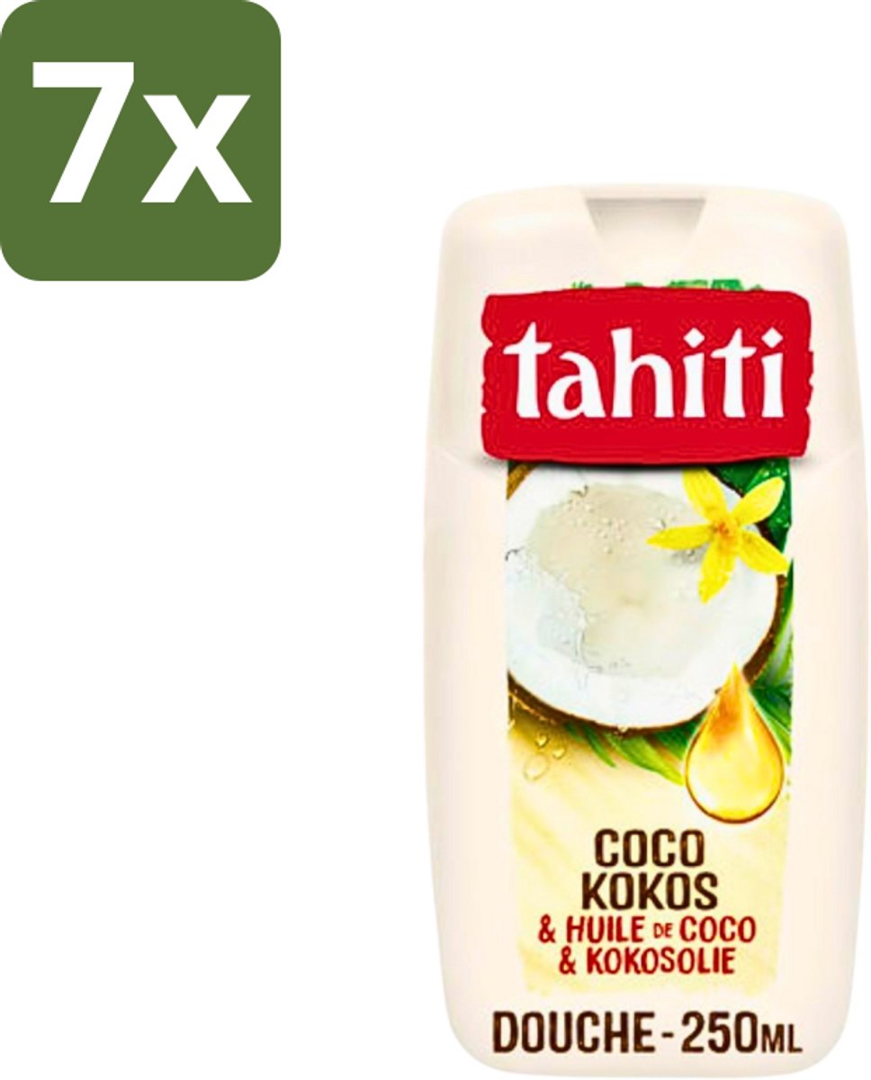 7 x Tahiti - Douchegel - Kokos & Kokosolie - Hydraterend - 250 ml - Douchegel Kokos - Kokosolie Douchegel - Hydraterende Douchegel - Kokos Geur - Douchegel Tropisch