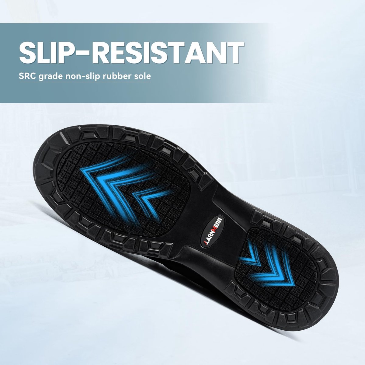 LARNMERN PLUS Heren Dames Werkschoenen Waterdicht Slipvast Comfortabel Veiligheidsschoenen (Zwart,42EU) - ShopVlot