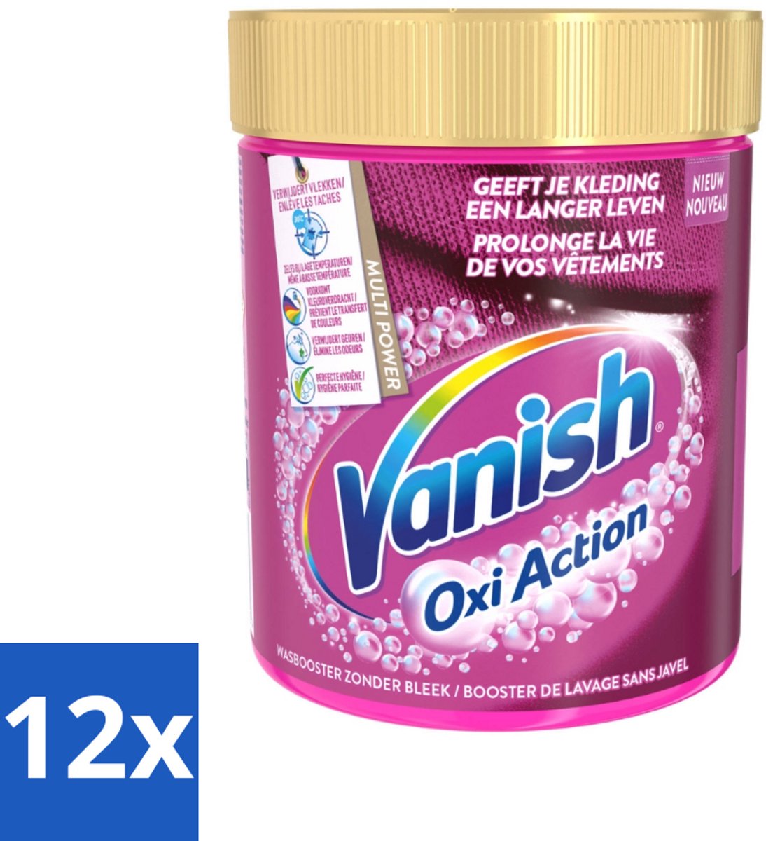 12 x Vanish Oxi Action - Vlekkenverwijderaar - Wasbooster - Zonder Bleek - Gekleurde Was - 550 Gram - Vlekkenverwijderaar - Wasbooster - Gekleurde Was - Wasmiddel - Vlekken Verwijderen