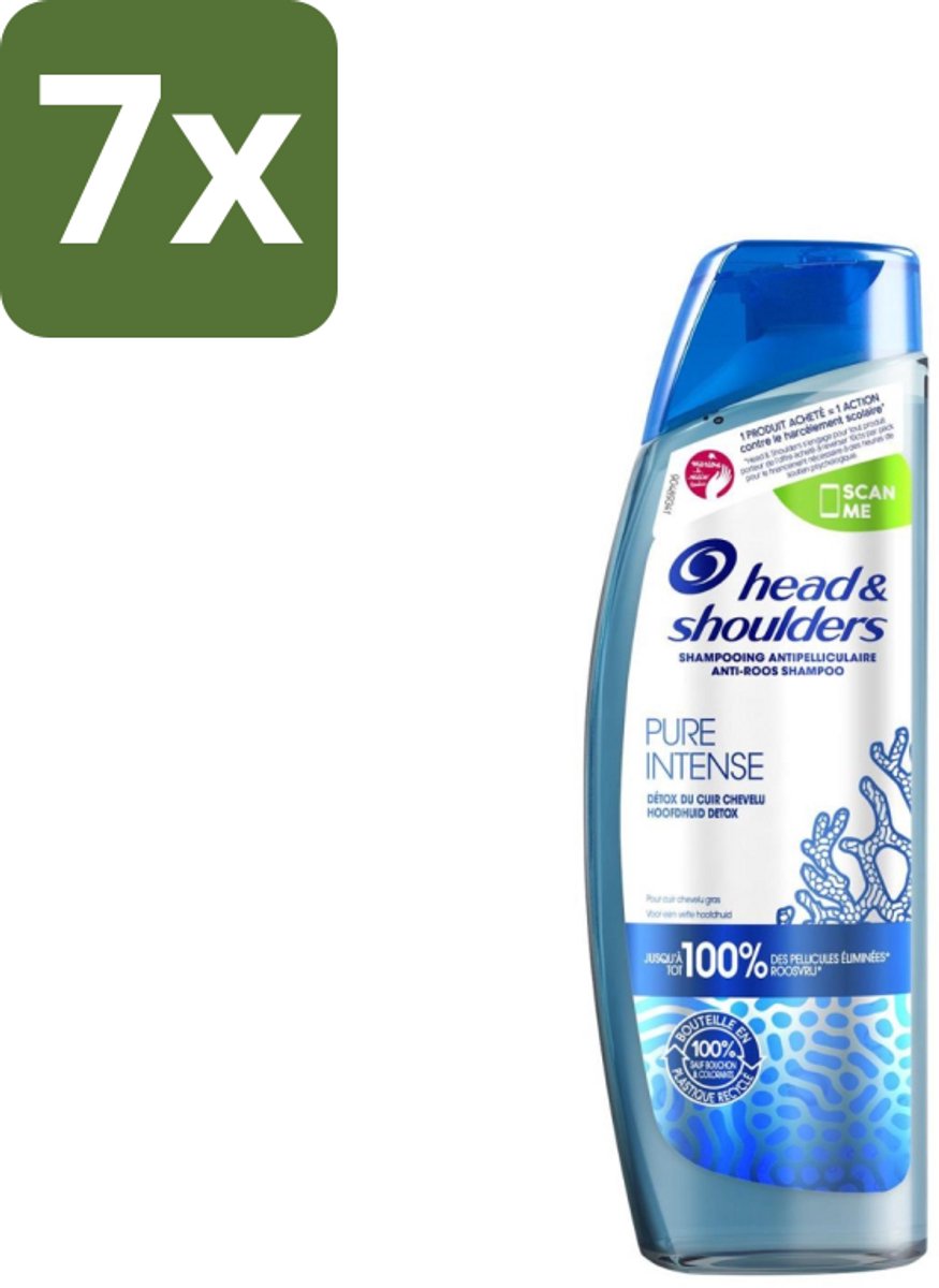 7 x Head & Shoulders - Anti-Roos Shampoo - Pure Intense - Hoofdhuid Detox - 250 ml - Hoofdhuid Detox - Roosbestrijding - Hoofdhuid Reinigen - Schone Hoofdhuid - Haar Gezond