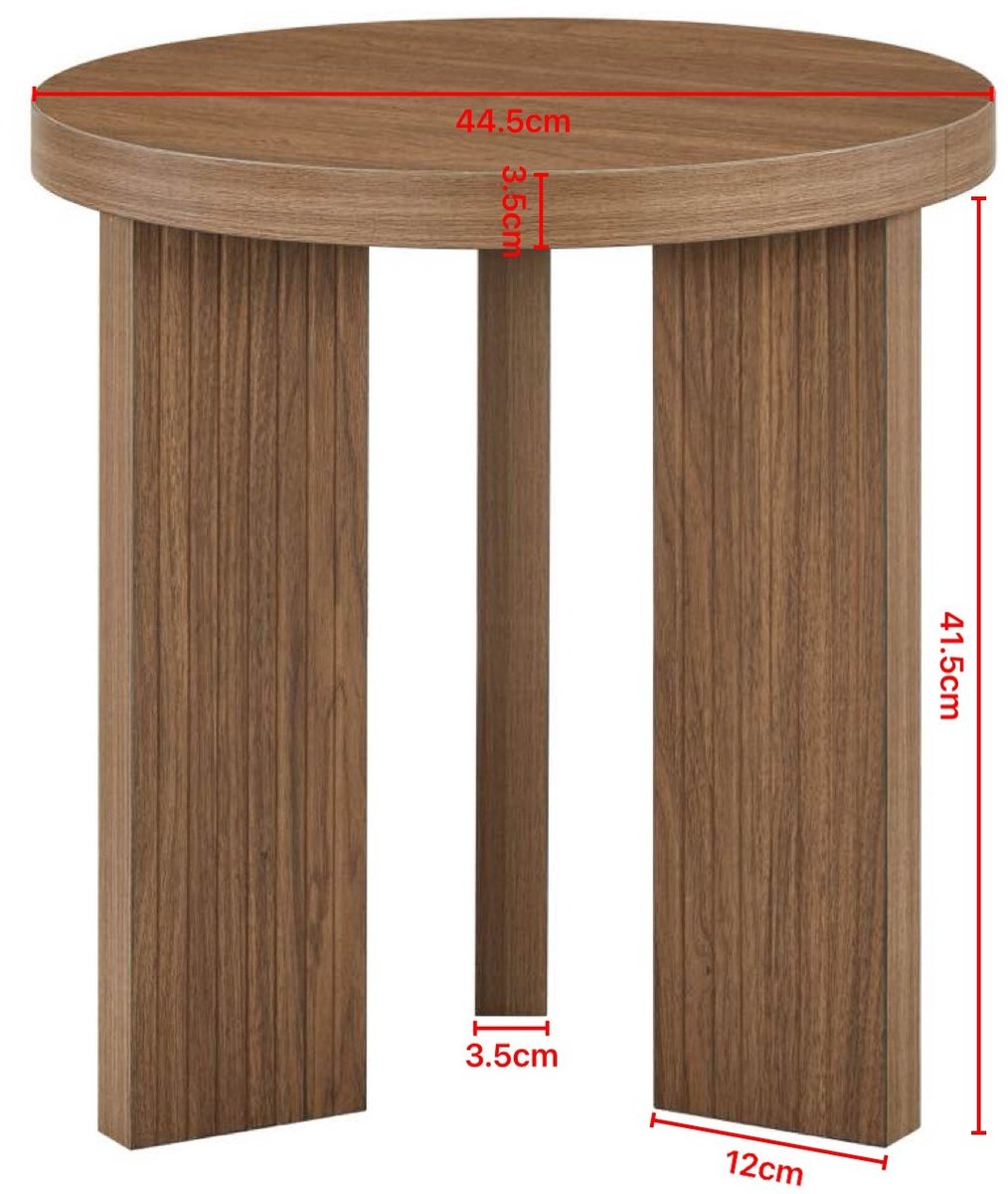Stilvora Bijzettafel - Rond Modern Design Met Driepoot - Voor Woonkamer, Slaapkamer En Balkon - MDF - Walnootbruin - 44,5 Cm