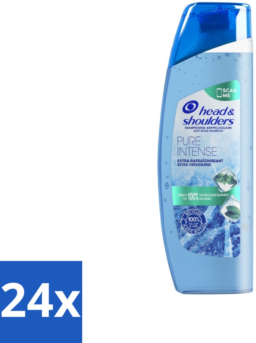 24 x Head & Shoulders - Anti-Roos Shampoo - Pure Intense - Extra Verkoelend - 250 ml - Roos Shampoo - Anti-roos Shampoo - Verkoelende Shampoo - Hoofdhuidverzorging - Hoofdhuidverfrissing