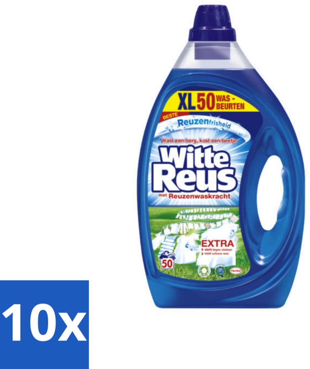10 x Witte Reus - Vloeibaar Wasmiddel - 50 Wasbeurten - Wasmiddel - Vloeibaar Wasmiddel - Wasbeurten - Schoonmaak - Reiniging