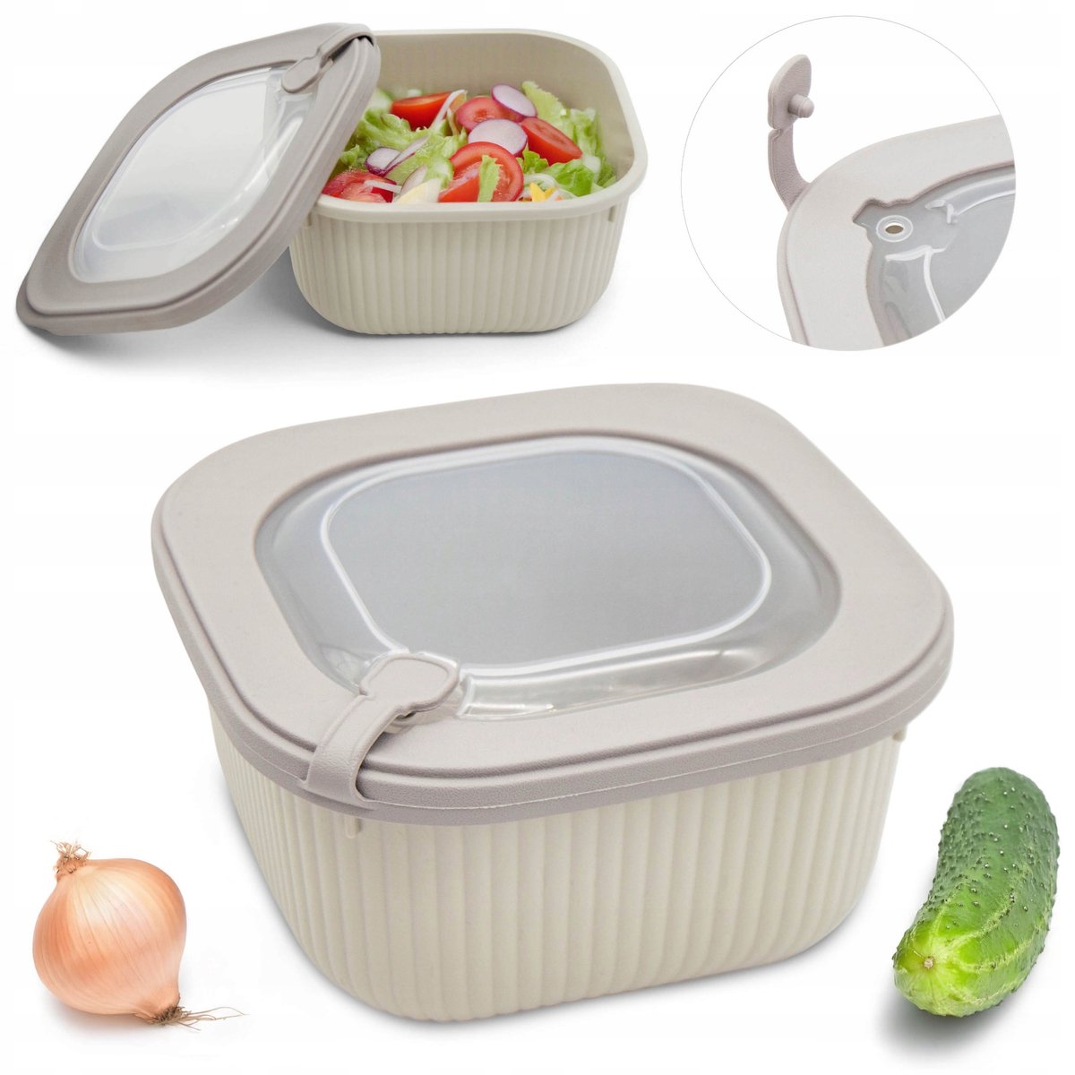 Magnetronbestendige voedselcontainer 1.1L, vriezerbestendig, lunchbox met deksel
