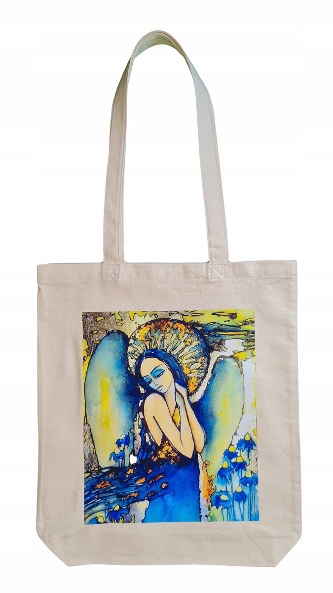 Stevige Katoenen Shopper met Engel & Bloemendruk