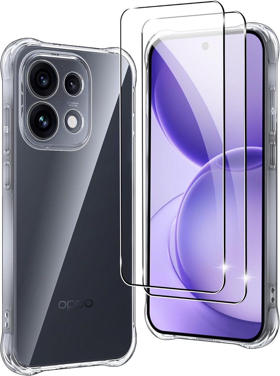 Zandarix Hoesje Geschikt voor Oppo Reno 16 Pro - 2 Stuks Screenprotector - Beschermhoes - Schokbestendig - Back Cover Hoesje - Transparant