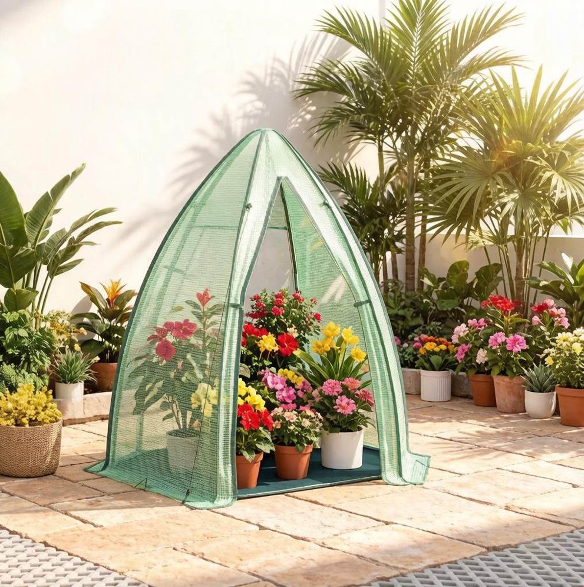 MODENUIT Tomatenkas 160 x 180 x 160 cm - PE Folie Met Deur En Ventilatievenster - Tuin En Balkon - Groen