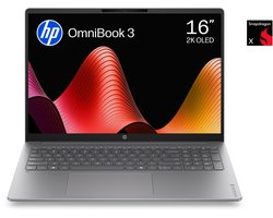 HP OmniBook 3 16-bz0039nbx - Copilot+ Laptop - 16 inch - Snapdragon X - 8GB/512GB - Toestenbord - 2K OLED - Studenten laptop