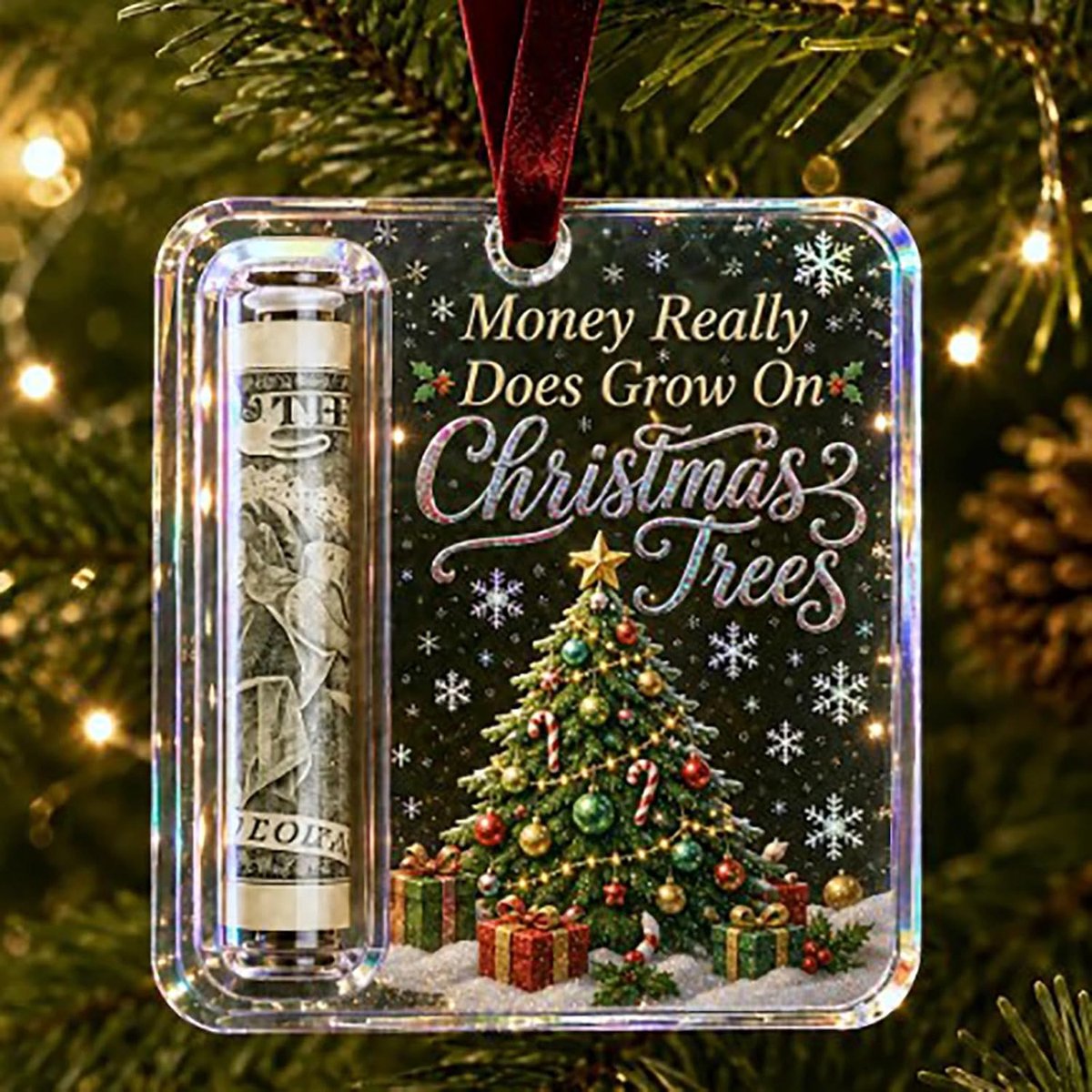 Namajunas - Kerstversiering - Kerstdecoratie voor binnen - Kerstboomhangende contantcadeautjes - Acryllic kerstgeldhouder voor contant geld - Kerstboomhangversiering - Cash Holder Decoratie voor Kerst, Verjaardag & Afstuderen - Kerstman