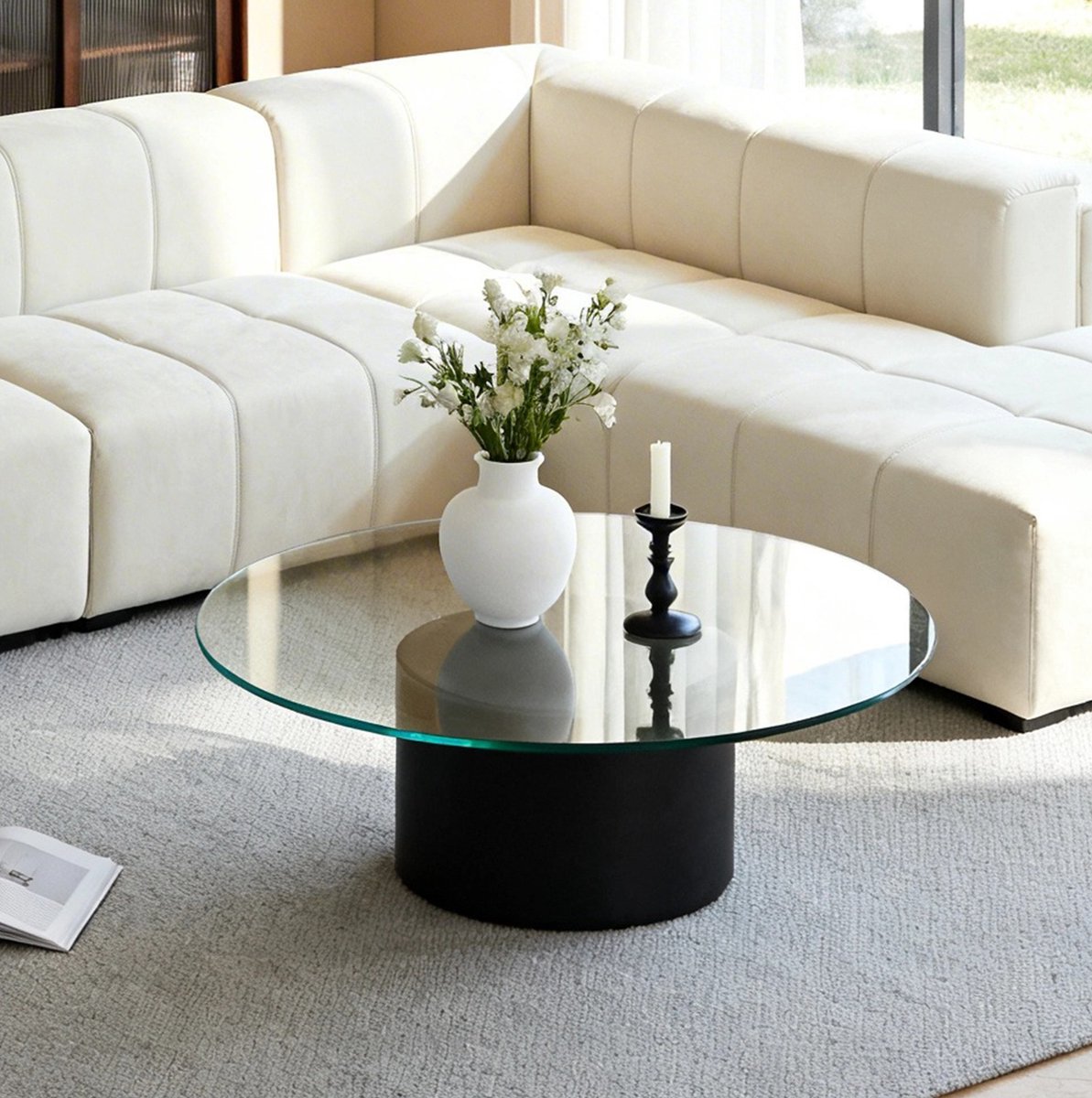 MODENUIT Tafelblad Rond 91,5 cm - Gehard Glas 0,72 cm Dik - Voor Salontafel En Werktafel - Transparant