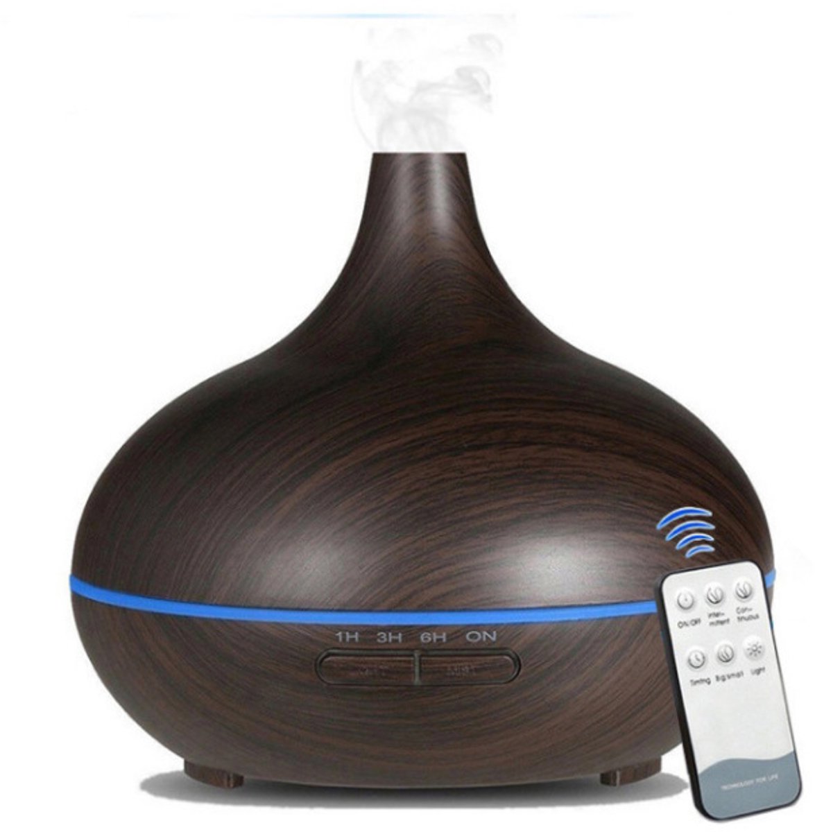 casalora - Aroma Diffuser 550ml met afstandsbediening - Vernevelaar - Luchtbevochtiger - Geurverspreider - Aromatherapie - BPA-vrij - geschikt voor slaapkamers en woningen - Donkerbruin